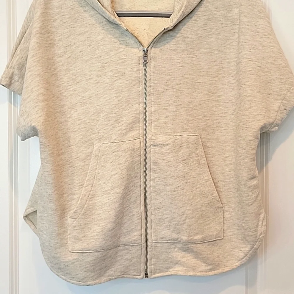 Zara Kids Girls 11-12 Heather Gray Shortsleeve Hoodie Full Zip Jacket NWOT